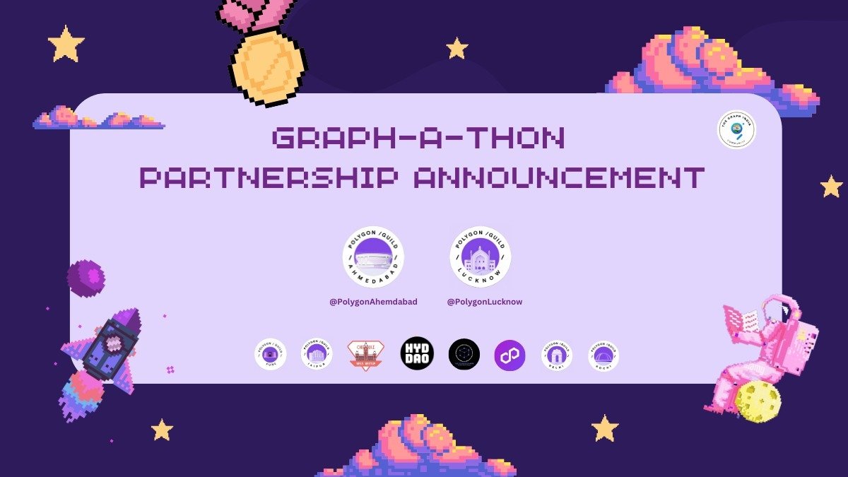 🎉 Breaking News! 🎉 

We're delighted to announce two new incredible community partnerships in the #GraphAThon! 🤝

💜<a href="/PolygonAmd/">Polygon Guild Ahmedabad 💜</a> <> #GraphIndia <> <a href="/PolygonGuildLko/">Polygon Guild Lucknow 💜</a>💜

🤝🫶🫶🤝
-> <a href="/PolygonJaipur/">Polygon GUILD Jaipur</a> 
-> <a href="/0xPolygonPune/">Polygon Guild Pune📍DevX Global Tour</a> 
-> <a href="/Web3Chennai/">Web3Chennai</a> 
-> <a href="/hyderabaddao/">Hyderabad DAO</a> 
-> <a href="/builderschain/">BuildersChain Community</a> 
->