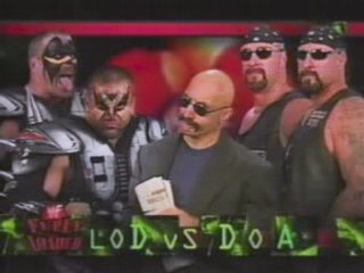 7/26/1998

The Disciples of Apocalypse defeated The Legion of Doom at Fully Loaded from the Selland Arena in Fresno, California.

#WWF #WWE #FullyLoaded #DisciplesofApocalypse #DOA #LegionofDoom #LOD #RoadWarriors #8Ball #Skull #Hawk #Animal #PaulEllering