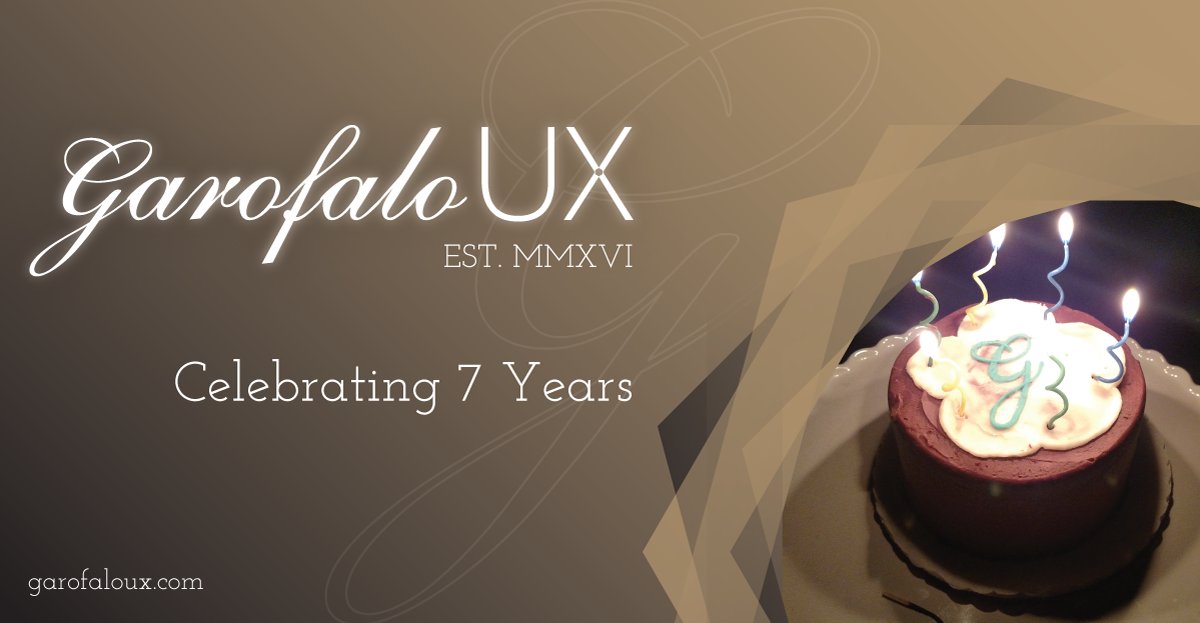GarofaloUX's tweet photo. Celebrating 7 Years. https://t.co/jjLYnAytTW #ux #userexperience #uxstrategy #uxconsulting #uxaas #uxdesign #ucd #designthinking #uxsandiego #uxtraining #uxworkshops https://t.co/zgF0NASFtC
