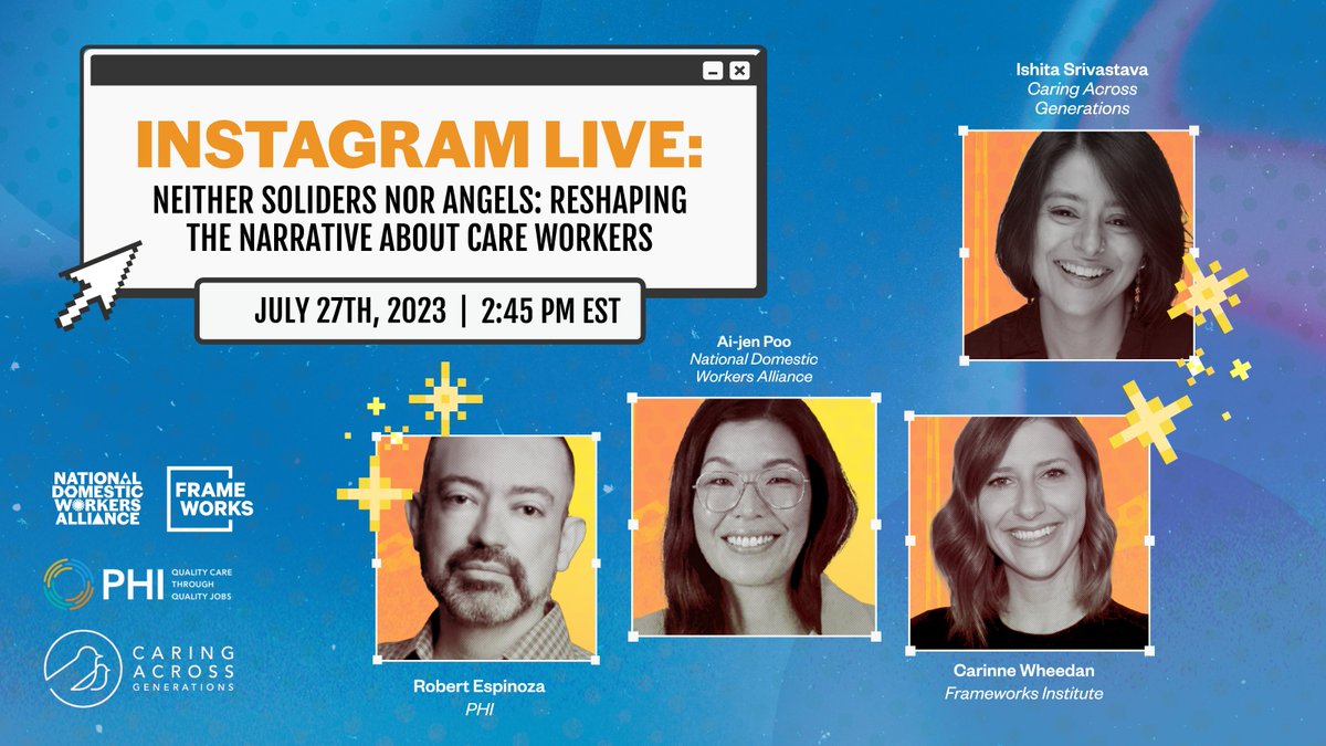 Please join us tomorrow for an Instagram Live on how Americans are thinking about care work and the policies and narrative change efforts needed to build better working conditions. @FrameWorksInst @EspinozaNotes