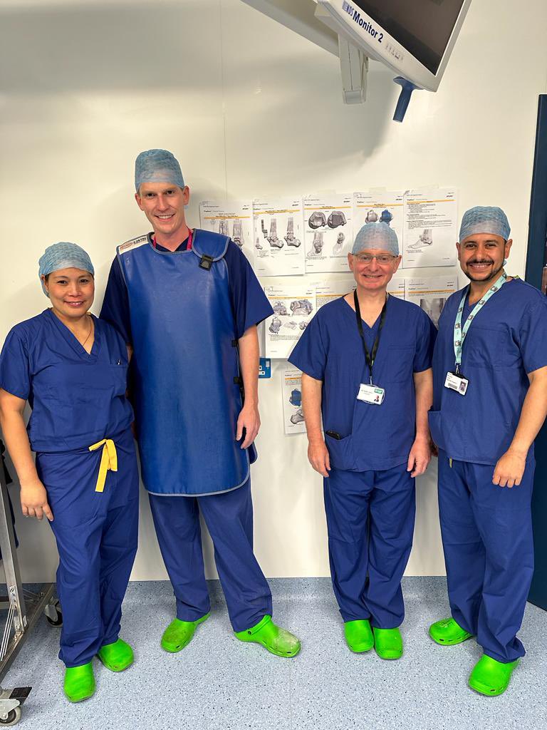 RIOSmedicalUK's tweet image. Last week we supported Mr Mike Barrett in doing the first Infinity Total Ankle Replacement at Nuffield Cambridge Hospital using Prophecy and we were also fortunate Mr Heath Taylor from Royal Bournemouth was able to attend and offer support! #stryker #totalanklereplacement