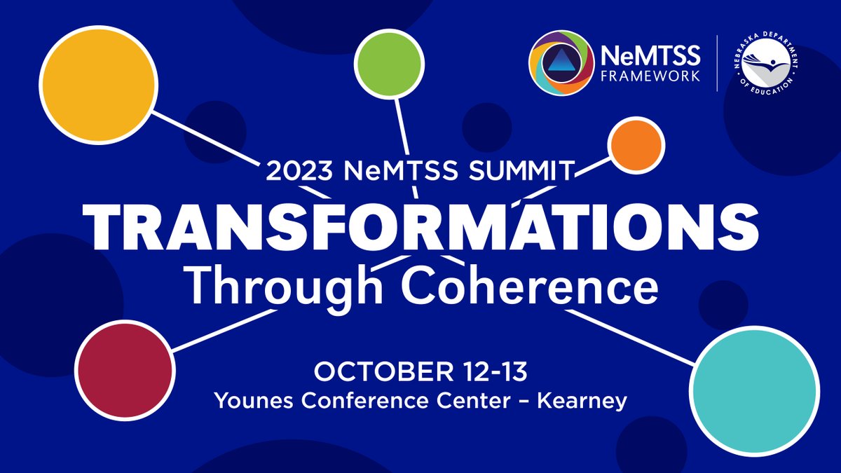 Are you registered for the 2023 Nebraska MTSS Summit this fall? "Transformations Through Coherence" will be held Oct. 12 and 13 in Kearney. Virtual participation will also be available. Find more details and register at nemtss.unl.edu/2023-summit/. #NCSAAdmin23 #NeMTSS