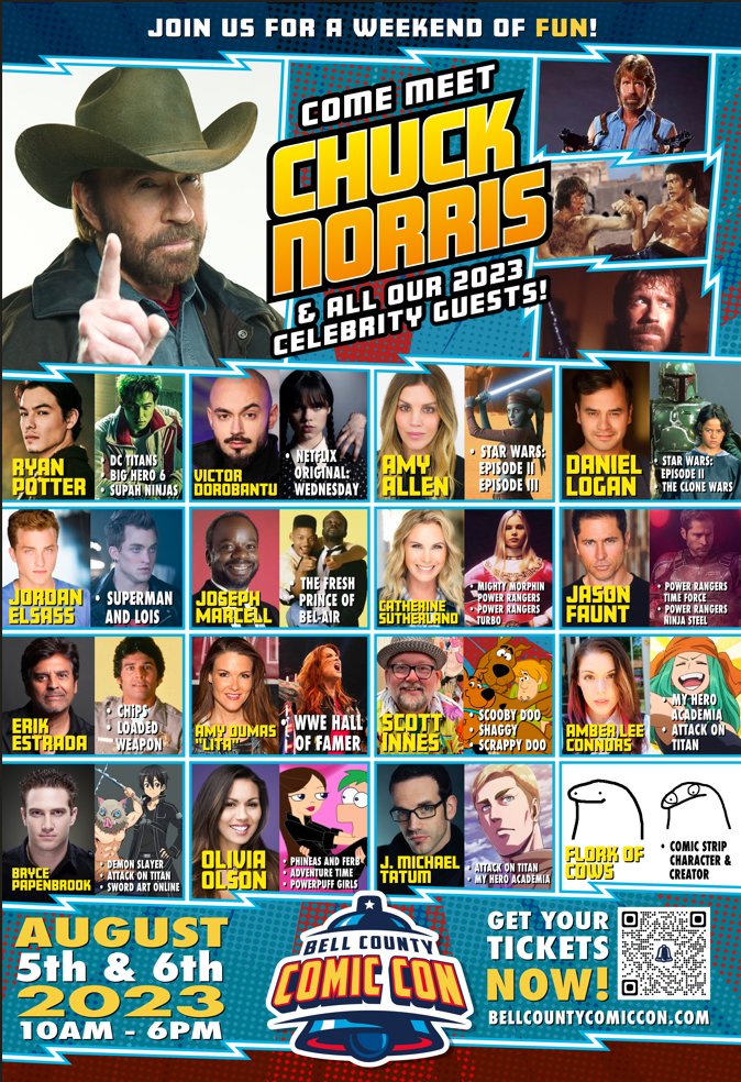 CtxEscape's tweet photo. Meet Chuck Norris at the Bell County Comic Con AND Save 10%; Use code ESCAPE at checkout - https://t.co/SA1TUnCBJz https://t.co/i3er4orW07
