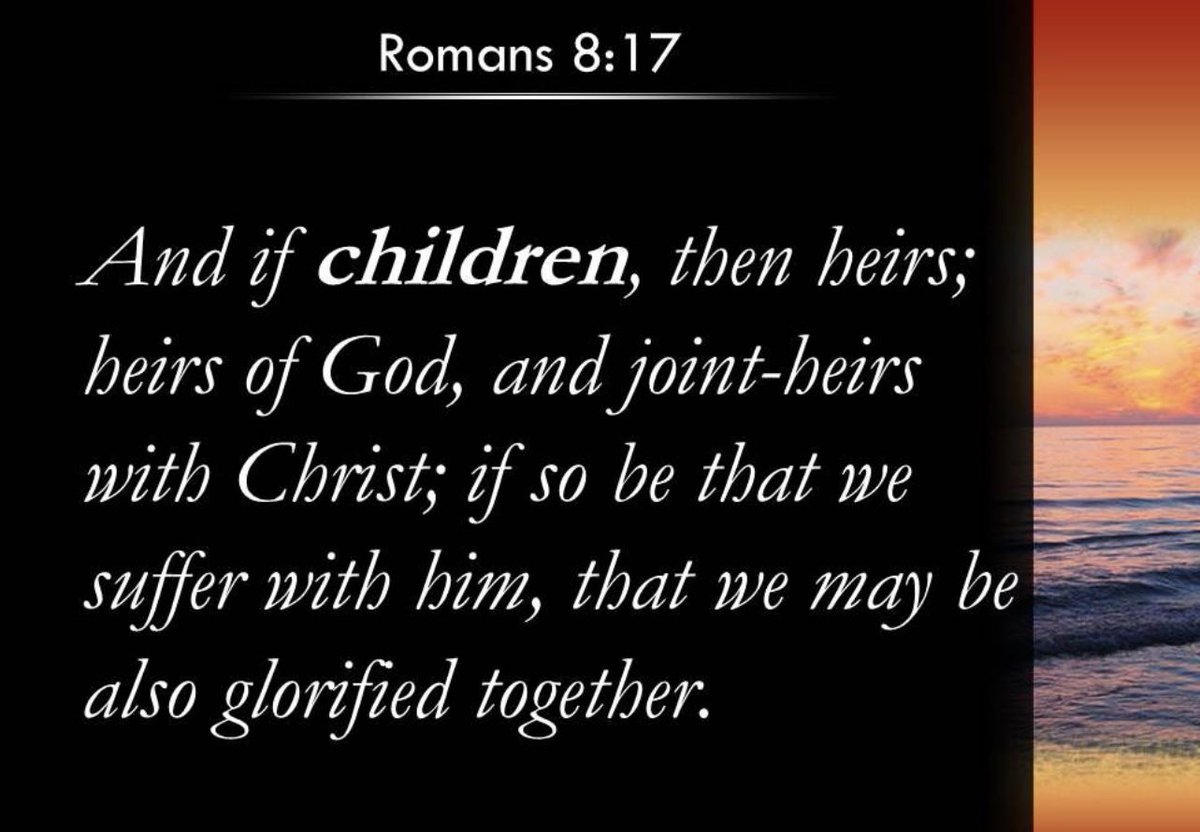 🩵Good Morning Prayer Warriors🩵
🌹I’m so thankful to be a child of GOD and see Him in all His glory someday!🌹

Thank you LORD that I’m a heir with You 🙏, and my trials are training me to be more like You. So thankful I will see your glory by and by. Amen ❤️🌿🌹✝️