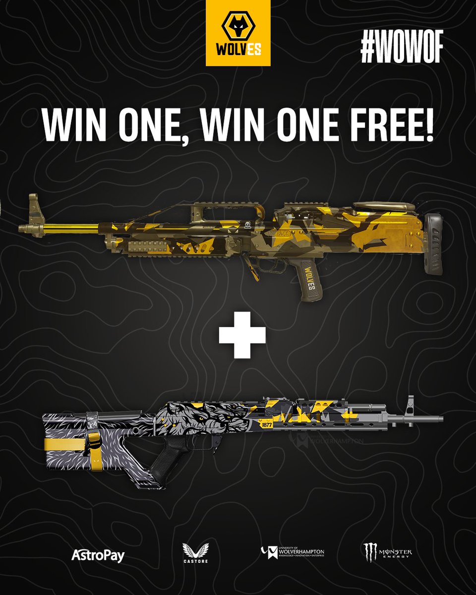WIN ONE, WIN ONE FREE! 🎁

We are giving away 5 codes for BOTH of our R6 skins! The good one and, you know, the other one...

To enter:
🔸 Follow <a href="/WolvesEsports/">Wolves Esports</a> 
▪️ RT + Like 
🔸 Comment #WOWOF 

Entries close Sunday 30 July! 

Good luck! 🤞

#ONEPACK