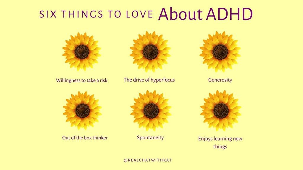 🌻 Six Things To Love About ADHD 🌻🌻 Download the FREE ADHD Guide Ten Tips for Tackling Task Initiation ↣ tinyurl.com/ABCTenTransiti… #adhd #adhdcoach #adhdlife #rochesteradhd #adhdcommunity #adhdliving #adhdcoaching