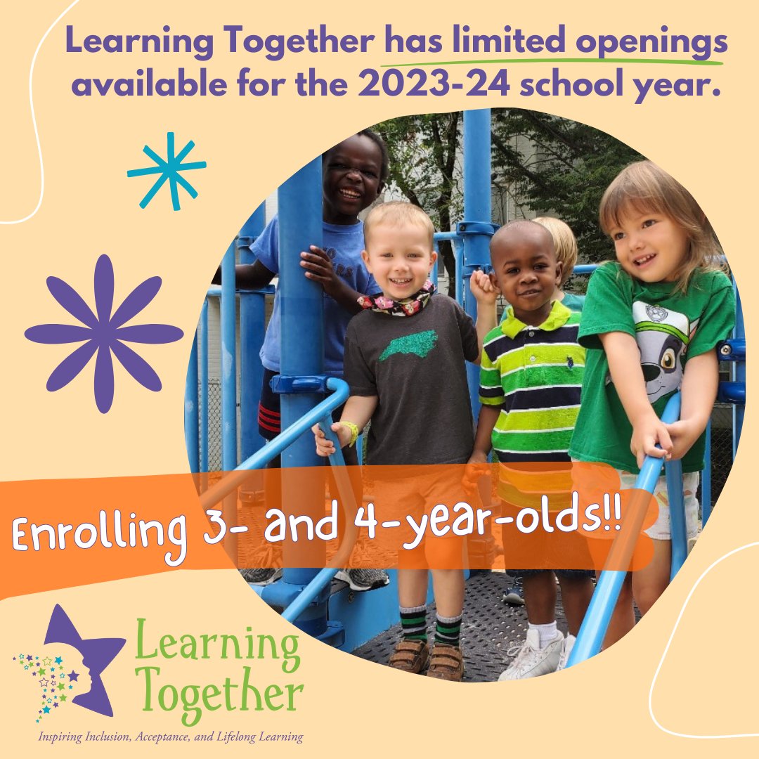 Learning Together has limited openings available for the 2023-24 school year. We are currently enrolling 3- and 4-year-olds. Apply at buff.ly/3O6wuGZ