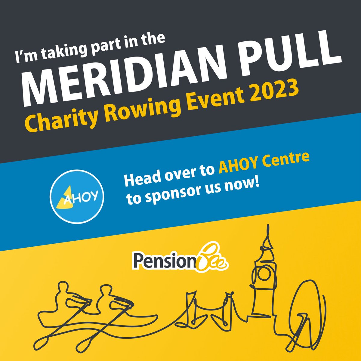 We've got our paddles ready to raise money for the Ahoy Centre charity! We'll be rowing the Thames from Chelsea Harbour to Greenwich – a distance of 8.5 nautical miles! If you'd like to donate please click the link ahoycentre.enthuse.com/pf/pensionbee
