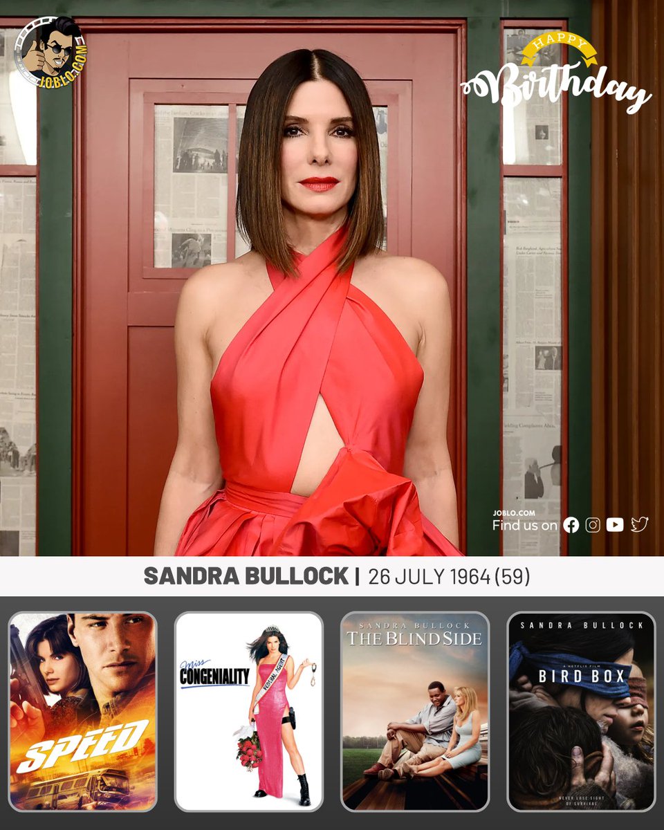 Happy birthday to Sandra Bullock, who turns 59 today! 🎂 🎥 #JoBloMovies #SandraBullock