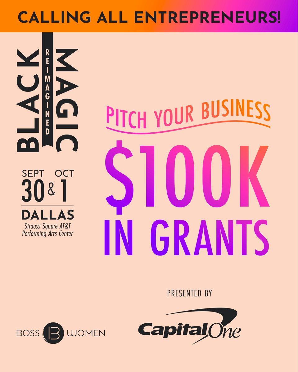 Calling all entrepreneurs! 💼✨Don't miss the opportunity to participate in the Black Magic Reimagined Summit Pitch Competition sponsored by <a href="/CapitalOneBiz/">Capital One Business</a>. Submit your pitch here: bit.ly/44GBWas✨

Tag yourself or your fave business below and let us know you're in!