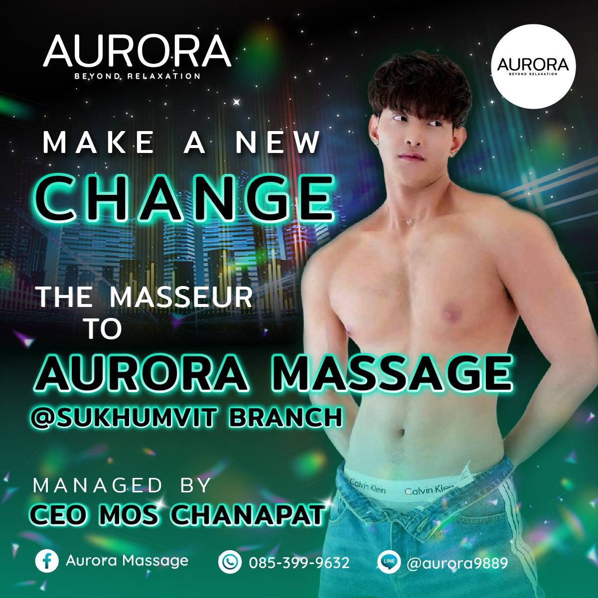 🍃Beyond Relaxation 🍃 พบกับการ Rebrand ครั้งใหม่ ✨ จาก The masseur เป็น Aurora Massage @Sukhumvit เปิดให้บริการทุกวัน ตั้งแต่เวลา 11.00 - 24.00 น. 💆🏻💆🏻 บริหารโดย CEO Chanapat (K.Mos) Tel.0853999632 #นวดนานา #นวดสปา #นวดน้ำมัน #นวดชาย #นวดหญิง #นวดเกย์ #นวดสาวสอง