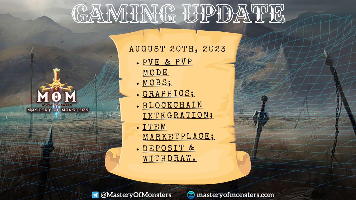 MasteryMonsters's tweet photo. 📢 GAMING UPDATES! 📢

🥇 Confirmed Update grid for August.

#NFTs #Games #NFTProject #NFTGame #P2E #Play2Earn https://t.co/W4w6U4OTpZ
