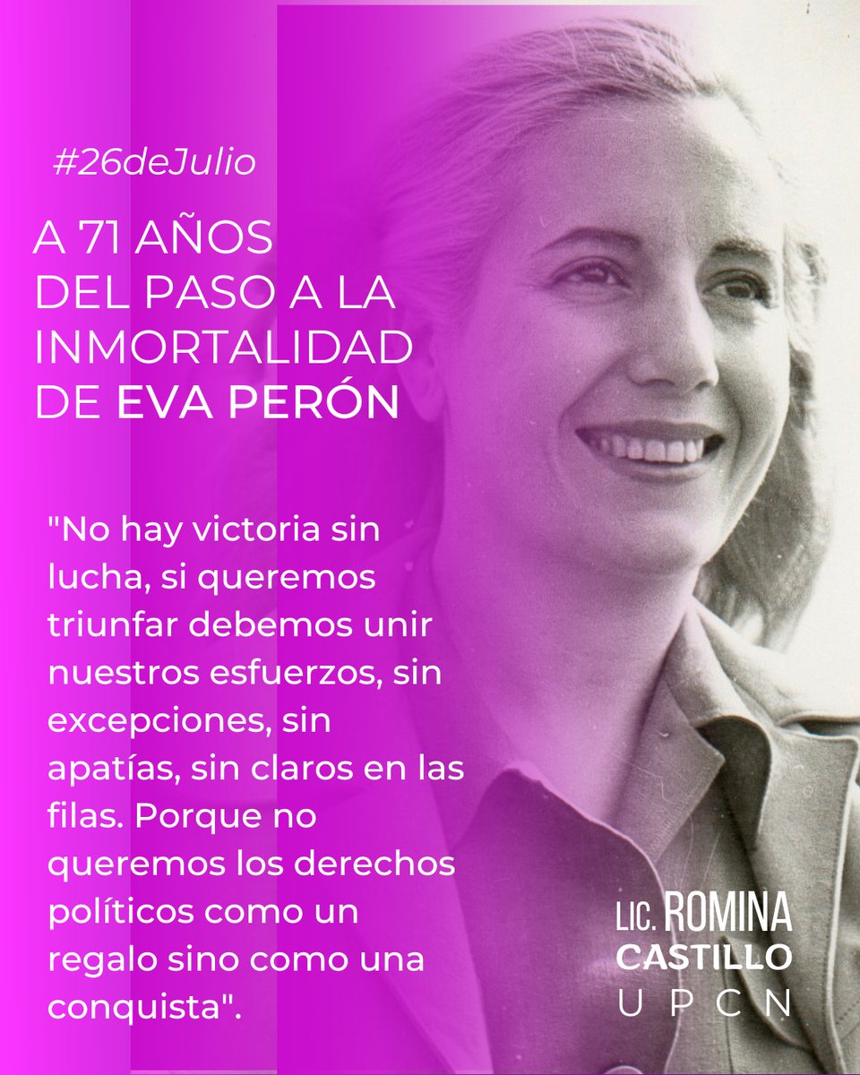 RomiCastillo84's tweet photo. #EvitaEterna

❤️Un nuevo aniversario del paso a la inmortalidad de la compañera #EvitaPerón

✊Sus banderas siguen presente en las miles de mujeres que abrazamos las causas populares y nos organizamos para hacerlas realidad.

#EvaInmortal
#BuenMiercoles https://t.co/b1efa2HytL