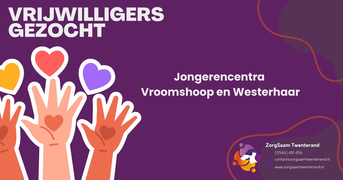 Gaan jongeren jou aan het hart? Neem dan contact met ons op!
zorgsaamtwenterand.nl/nieuws/2023/ga…

#Vroomshoop #Westerhaar #Twenterand #jongeren