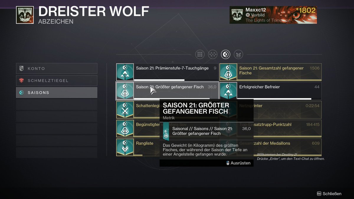 !GIVEAWAY! Ab heute habt ihr für 2 Tage Zeit mir euren größten Fang zu zeigen! Macht einen Screenshot von dem größten Fisch den ihr gefangen habt! 

Ein Screenshot wie unten von eurem Emblem reicht! Danke an <a href="/Bungie_DE/">Bungie DE</a> und <a href="/Marchsreiter/">Marchsreiter Communications</a> fürs bereitstellen des Merchpakets!