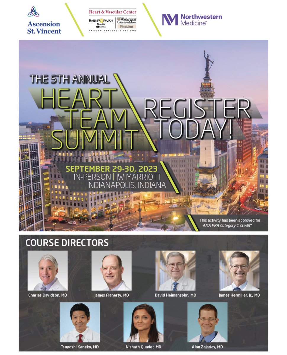 Early Bird registration for this year’s Heart Team Summit ends 8/1! Join Wash U faculty, including @nishath_quader and @AlanZajarias