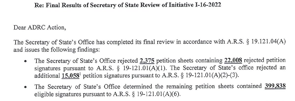 petitionpartner's tweet image. Lets not ignore cute math by consultants to inflate signature totals. This adds to the narrative of the process being flawed and unstable. Backers reported 475,000 signatures collected. AZ SOS count was 436,904. Backers miscount by 40,000 or was it intentional?