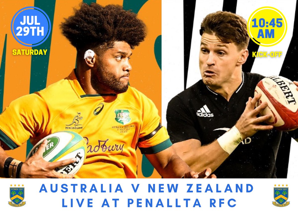 Let us brighten up your summer this Saturday! The club will be open from 10am ready for the Australia v New Zealand clash, with nothing but rain outside so far in July you may as well be sat inside with us watching world class rugby 💙💛#rugby  #wallabies #allblacks
