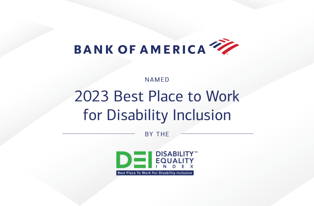 In addition to being a #DEI #BestPlacetoWork, <a href="/BofA_News/">Bank of America News</a> received a top score from @DisabilityIn and <a href="/AAPD/">AAPD</a> for its commitment to inclusion. My company ensures that all employees have access to the technology and information needed to reach their goals. bit.ly/4566Uc9