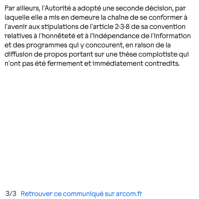Arcom_fr's tweet photo. 📣 Décisions de l’Arcom relatives à l’émission « Touche pas à mon poste » du 9 mars 2023 🔽