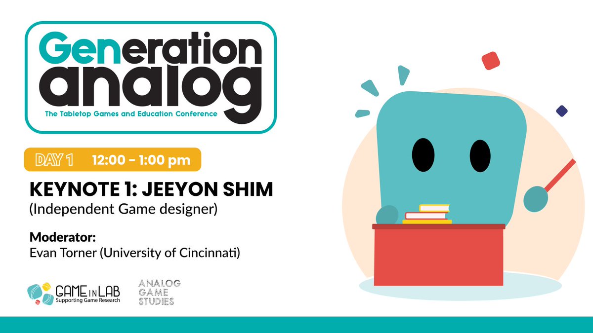 AnalogGameJrnl's tweet image. We are looking forward to our first Keynote speech, which is from @jeeyonshim in less than an hour.

Join the Discord!
tinyurl.com/GenAnalogDisco…

#GenerationAnalog2023