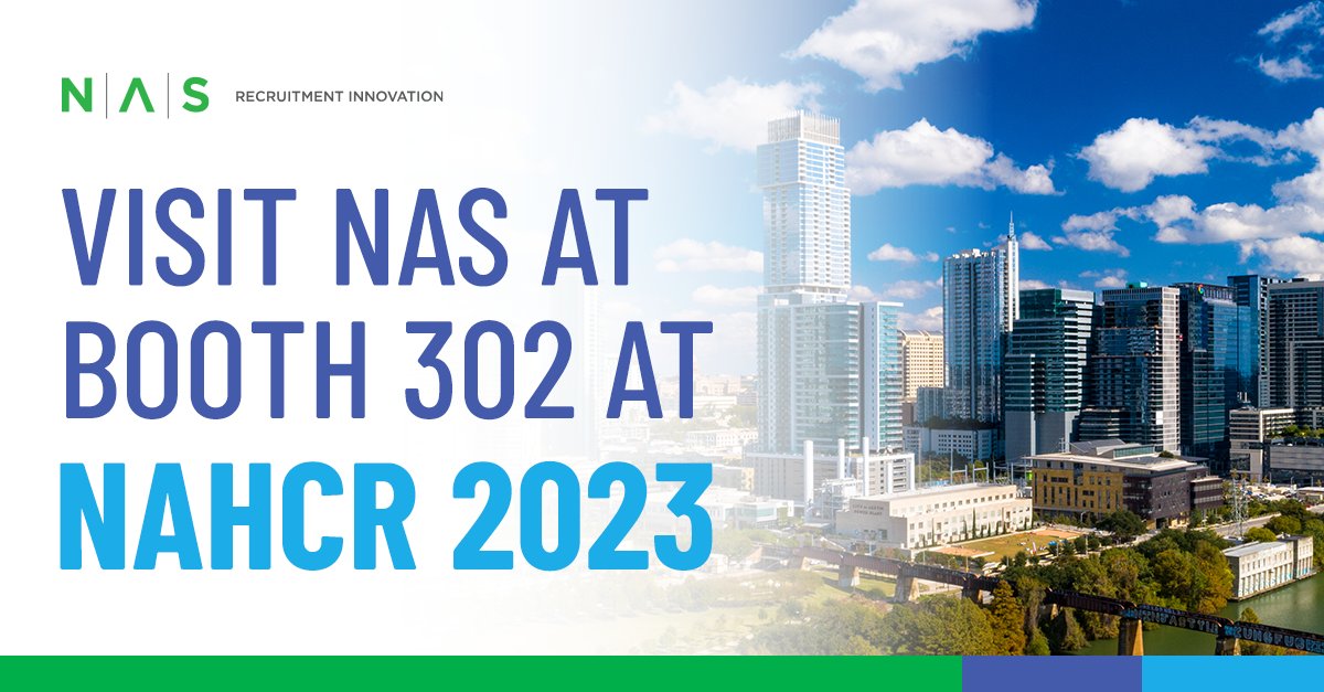 We are heading to Austin, TX to attend the annual NAHCR 2023 conference. Are you attending NAHCR? Be sure to stop by the NAS booth to talk with Matt Adam & Roy Schuhmacher about recruitment marketing strategies! #NAHCR #recruitmentmarketing #employerbrand