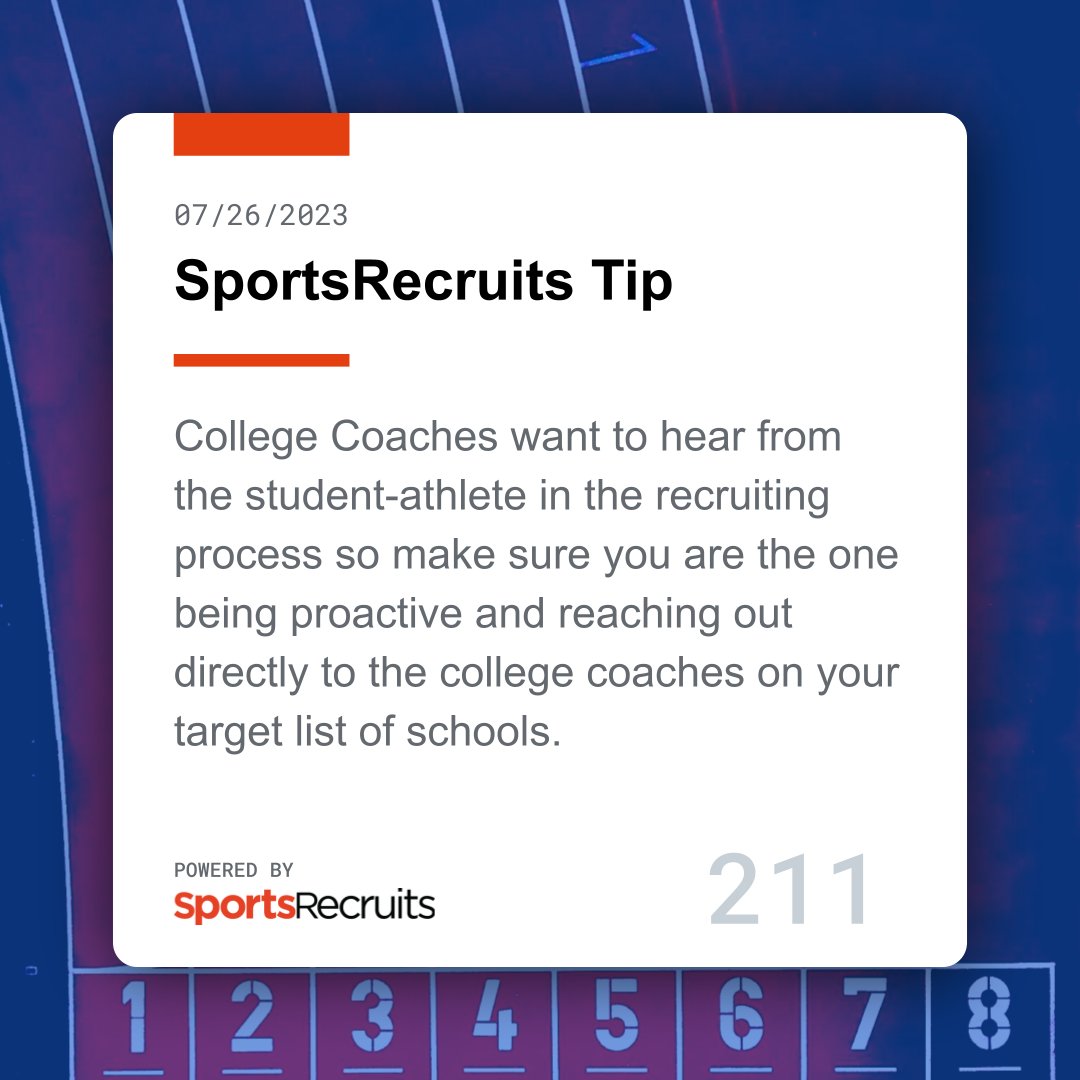 We understand that parents and coaches want to help student-athletes with the recruiting process, but YOU are the one college coaches want to hear from. This gives you a chance to be in control of your own process, and make every email you send personal! 

#TipOfTheWeek