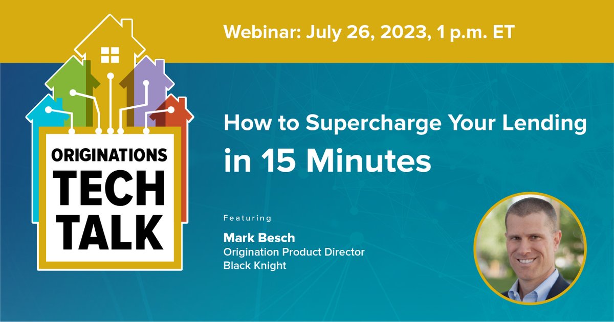 A lender's success starts with their LOS. Join our Originations Tech Talk webinar today, July 26 as Mark Besch, origination product director at Black Knight, explores how a competitive LOS can help lenders stand out in a challenging market. bit.ly/3Oubn1F