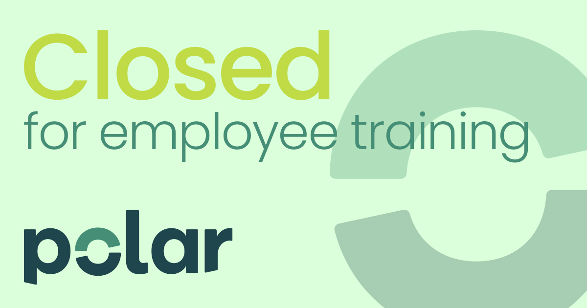 thinkpolar's tweet image. Our office will be closed from 12:00-2:30 p.m. on Thursday, July 27 for employee training. Our help desk is always available to assist you at 1-888-700-7652.