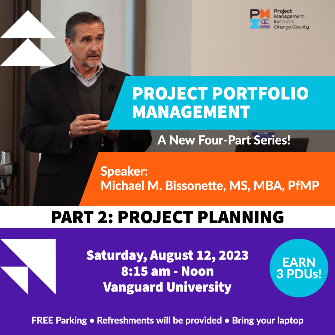 PMIOC's tweet photo. Successful #portfoliomanagement starts by using the right tools for balanced #projectplanning. Join part 2 of our 4-part workshop series on Project Portfolio Management with speaker Michael Bissonette. 

Register today: https://t.co/WICwXI9Ixw 

#pmioc #educationopportunity https://t.co/BZDvSQwQ5l