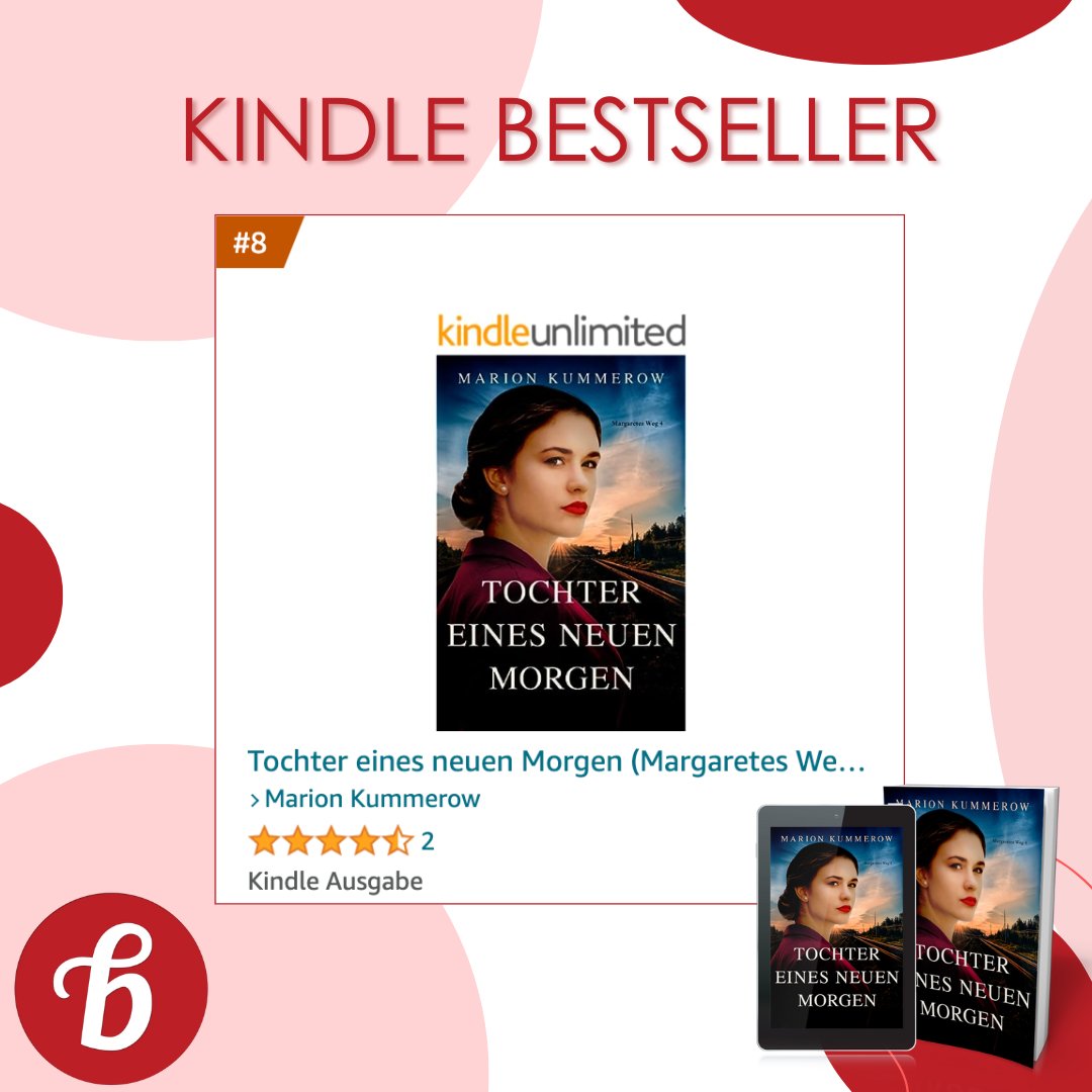 BookoutureDe's tweet photo. Gestern erschienen, heute schon auf Platz 8 der Kindle-Bestseller!
TOCHTER EINES NEUEN MORGEN von @MarionKummerow - der finale Band von Margaretes Weg.
Jetzt sichern: https://t.co/xKzA5hHj1N https://t.co/Ja2grUzKLV