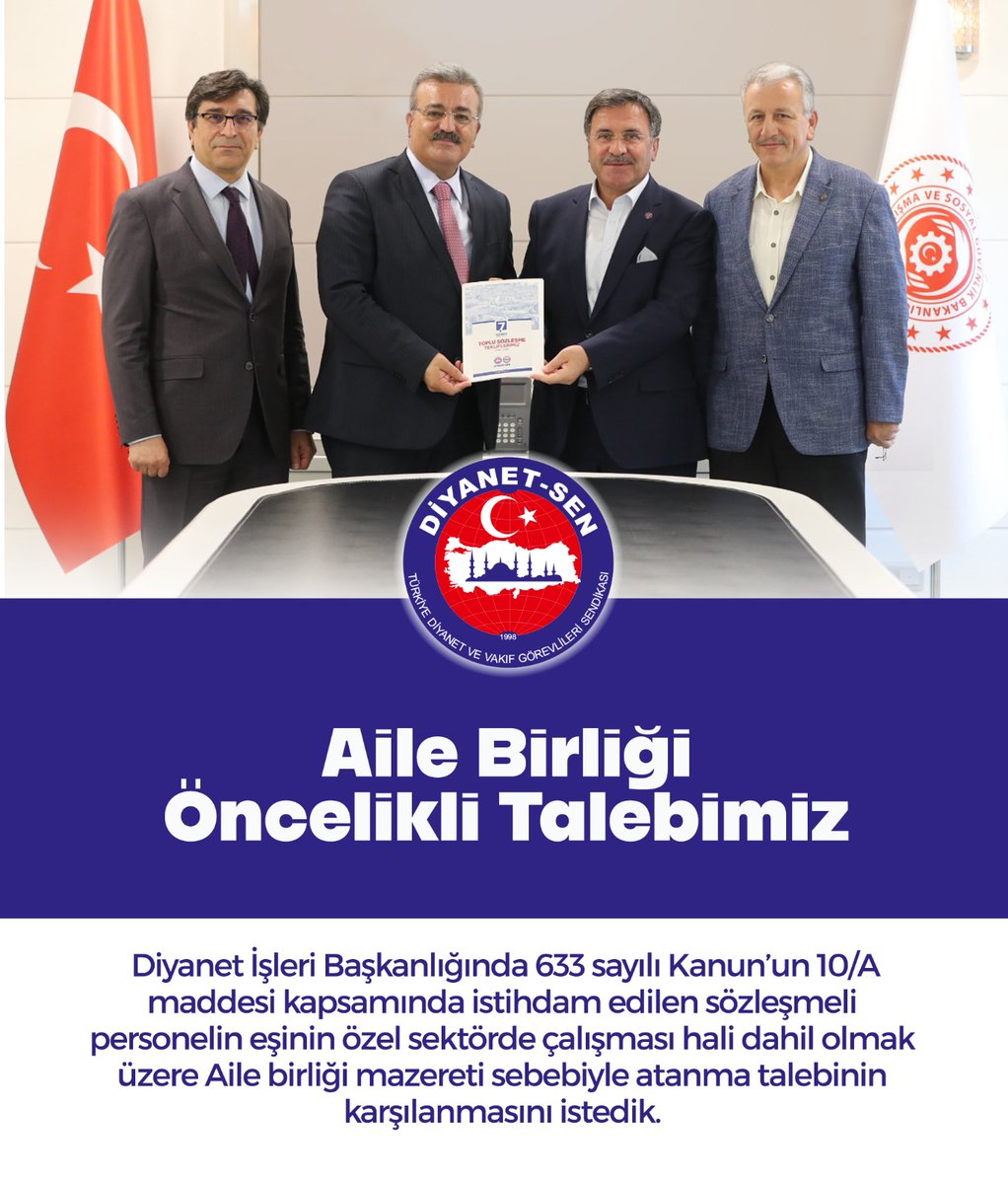 Aile Birliği #Diyanetsen in öncelikli talebidir. 
Birileri konuşur, Diyanet-Sen masaya taşır.