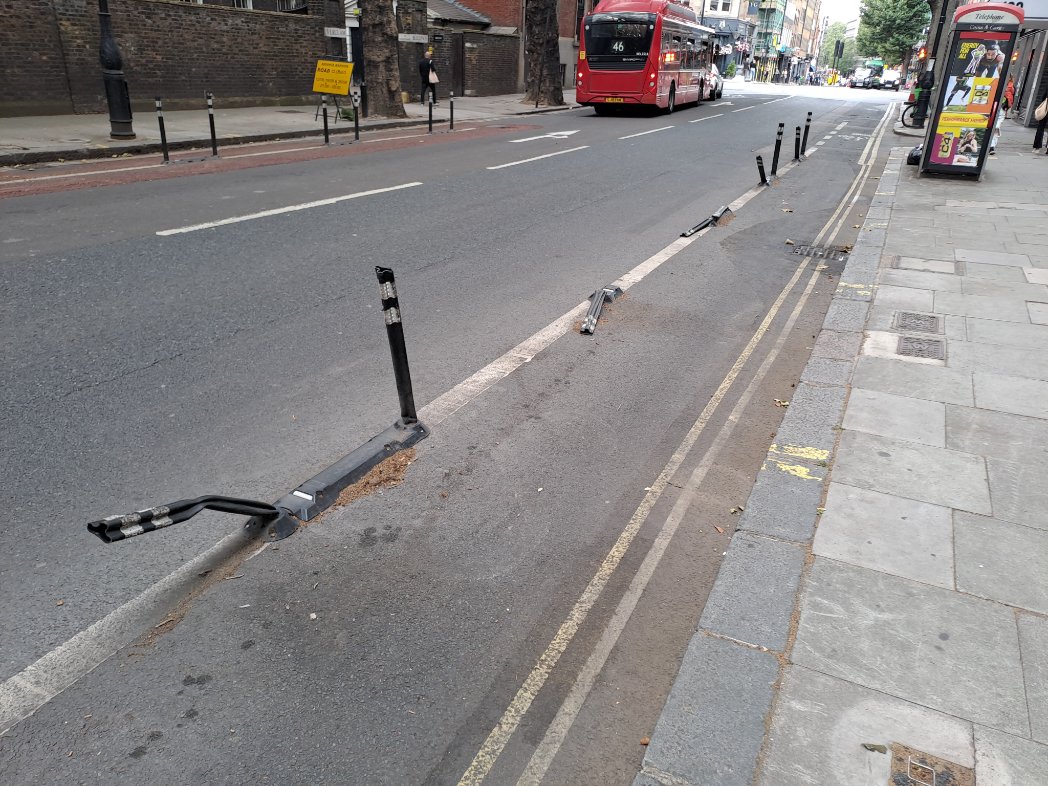 's tweet image. Wands on Gray's inn road flattened from repeated parking...