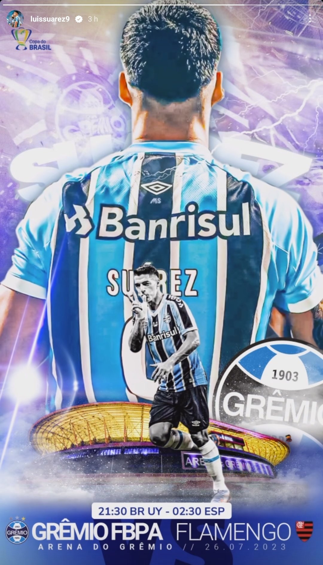 Grêmio TimeLine  on X: Luis Suárez, em seu Instagram: Gracias