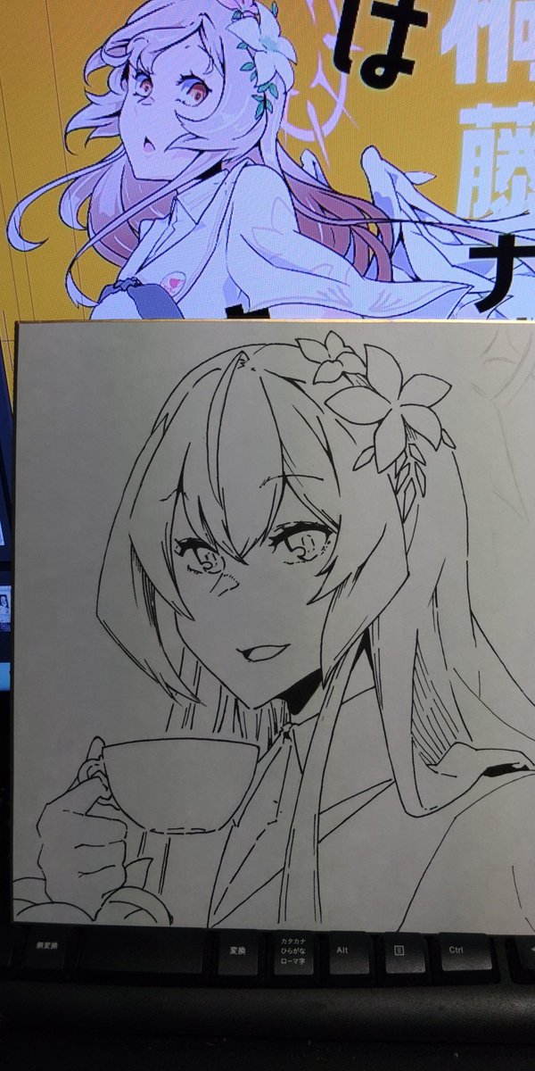 夏コミで配布予定の色紙の線画ができたぞ。 
