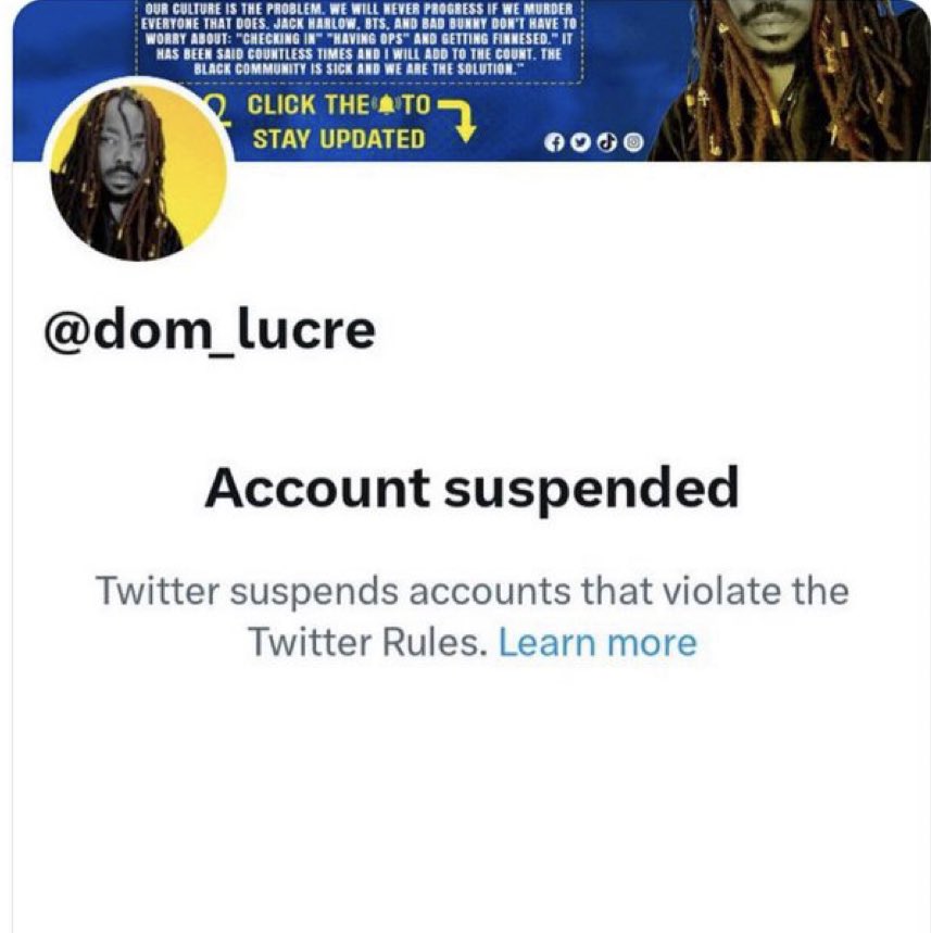 🔔🔔🔔 What the hell is going on @Support? The one & only @dom_lucre suspended?! This is a stand up guy that researches & shares truthful content all day every day. He’s a patriot. He’s a truth teller. He deserves to have his voice heard. Reinstate !!!