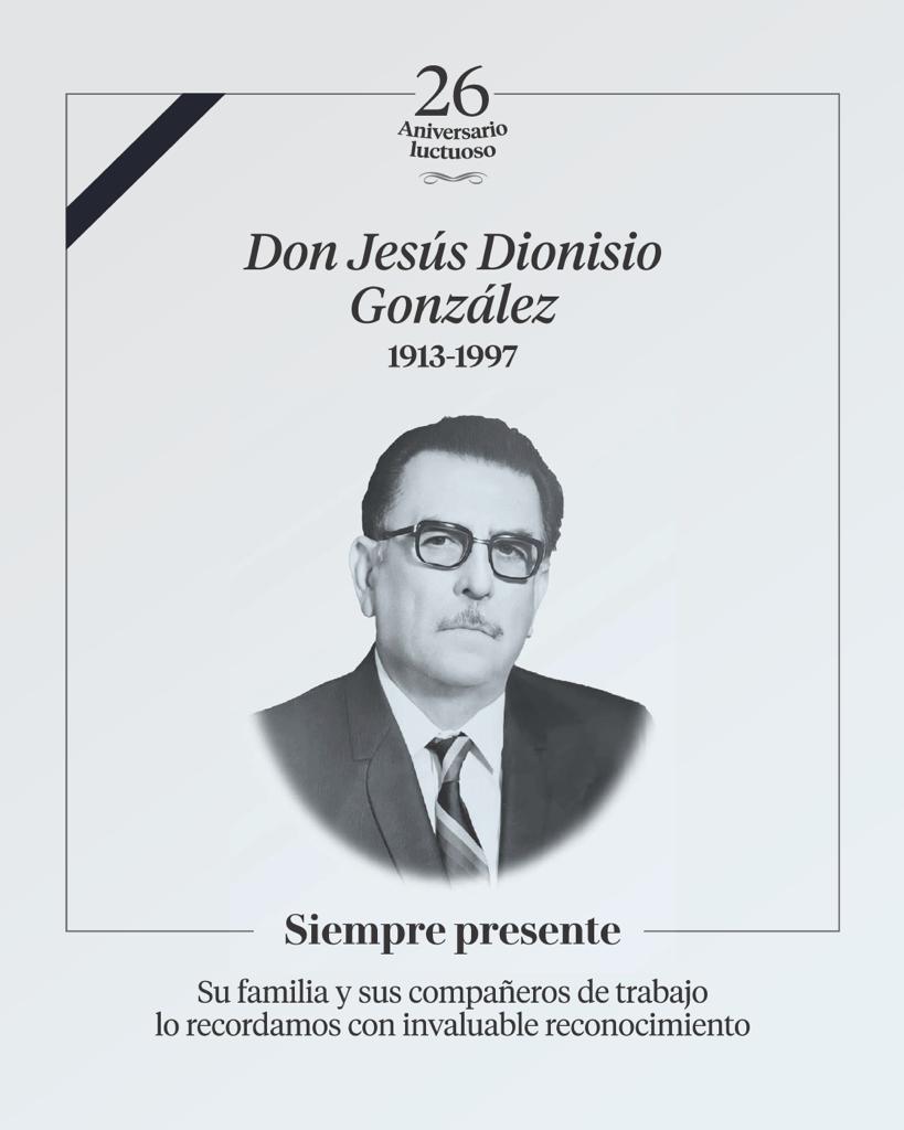multimediostv's tweet photo. A 26 años de su fallecimiento @multimediostv recuerda a Don Jesús Dionisio González, fundador de Grupo MULTIMEDIOS.

Siempre presente. https://t.co/q1HOmo2UVt