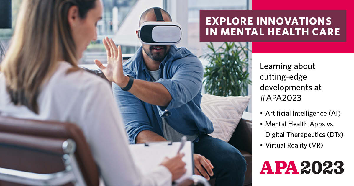 Want to learn more about the cutting-edge developments that are shaping mental health care? From AI to digital therapeutics, #APA2023 has plenty of programming to keep you up-to-date. Plan to attend next week's can't-miss sessions: at.apa.org/y78
