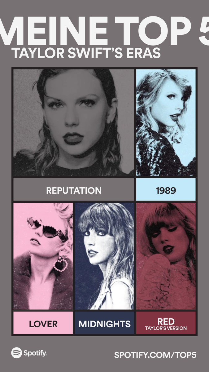Das sind meine Top 5 <a href="/taylorswift13/">Taylor Swift</a> Eras. Lass alles stehen und liegen und teile deine: spotify.com/top5 #SpotifyTop5 #TaylorSwift