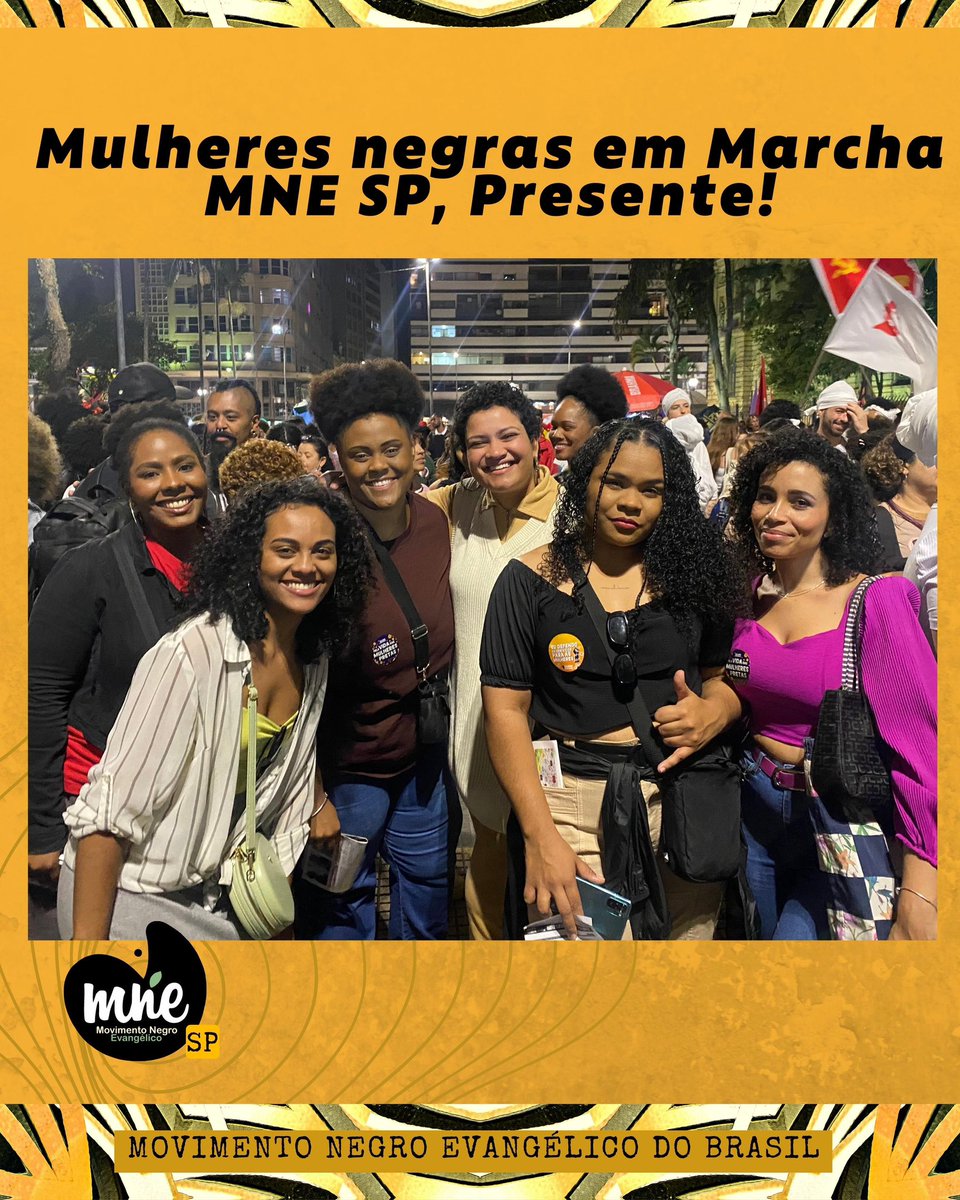 mnesaopaulo's tweet photo. O Movimento Negro Evangélico SP marcou presença na 8ª Marcha das Mulheres Negras de SP! ✊🏽✊🏾✊🏿
Um momento de protagonismo as mulheres negras, lutando por um Brasil com Democracia, Sem Racismo e Violências!

🕊️ Juntas, marchamos por um futuro melhor, pelo bem viver de todas nós! https://t.co/aM8SJYZDVX