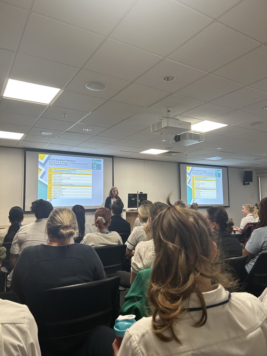 Fantastic afternoon of audit and research presentations from our brilliant inpatient therapies and orthopaedic staff @uclh - Real positive change in action to support our patients and staff. Well done all involved 👏 🥇