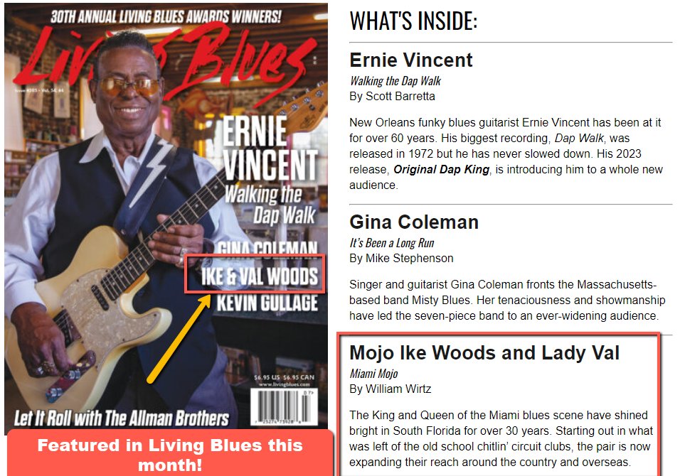 Hey everybody we're on the cover of Living Blues magazine this month 😎 #livingblues #blues #music #ikeandval