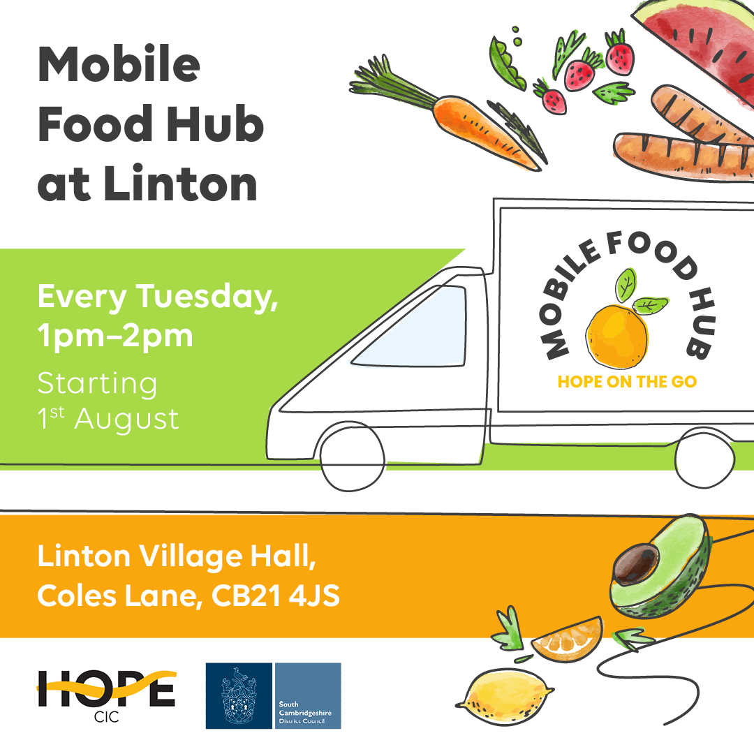 Mobile Food van HOPE ON THE GO next in Fulbourn and Linton 1st August #HOPECIC #fulbourn #Linton