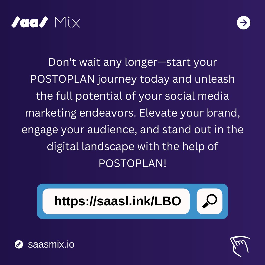 saas_mix's tweet photo. 🚀 Streamline your social media strategy with #POSTOPLAN!
Discover the ultimate tool for managing multiple accounts in one place.
#SocialMediaManagement #BoostYourStrategy #DigitalMarketing #SocialMediaTips #SocialMediaGrowth #softwareasaserivce #saasmix https://t.co/VlEb2Kk95A