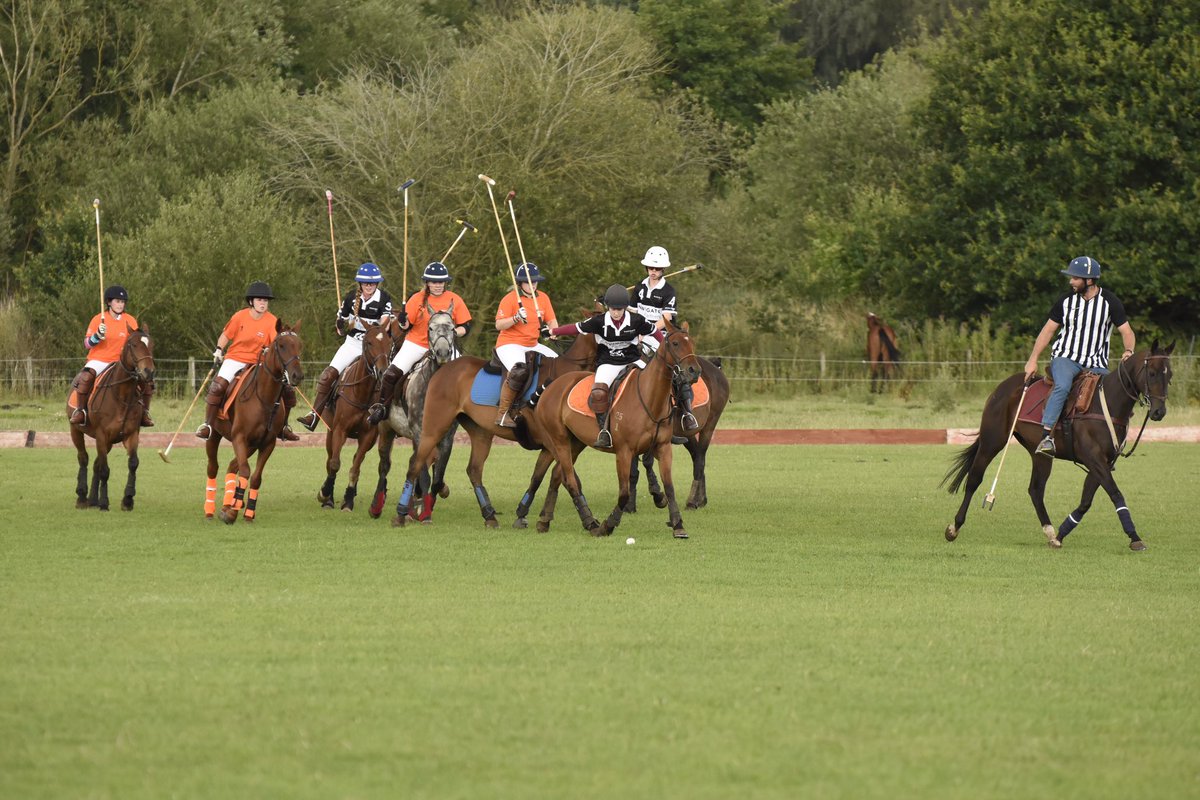 NewsEquine's tweet photo. My youngest daughter, Marigold (black helmet) at a polo match last week. She’s been playing polo for 18 months now and she absolutely loves it! If you are in #nottinghamshire and interested in trying it, we highly recommend #ThoresbyParkPoloClub 

Kids 1 hour lessons are £30 🤩 https://t.co/CItYVs5lY0