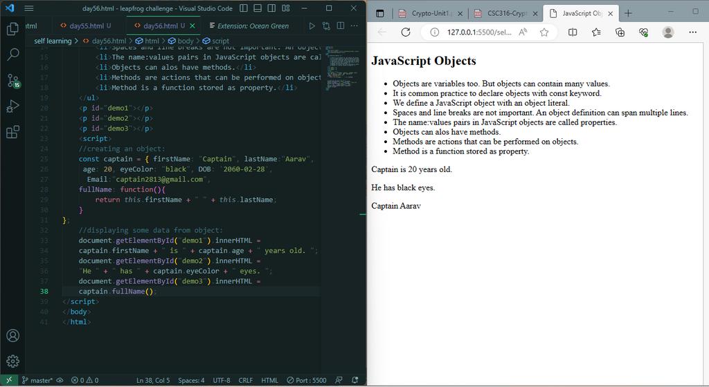 asmitaojha25's tweet photo. Day 56
Today I learnt about objects in JavaScript.
#60DaysOfLearning2023
#LearningWithLeapfrog
#LSPPD56
#Learning_growing https://t.co/1X8jnzL96m