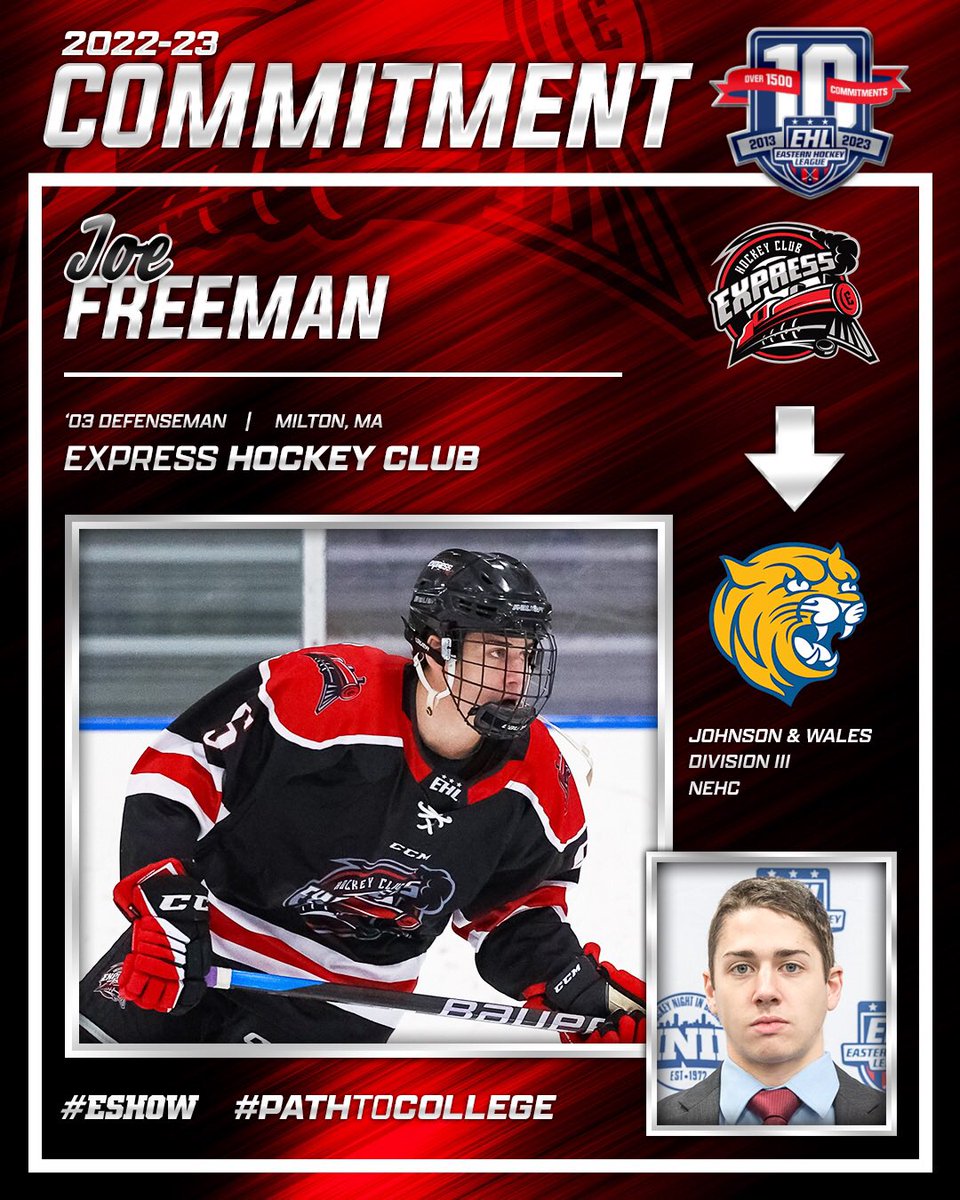 Freeman Commits to Johnson &amp; Wales

Express Defenseman Set to Join Wildcats this Fall

🔗- bit.ly/3Ox5ilW

#EShow | #PathToCollege