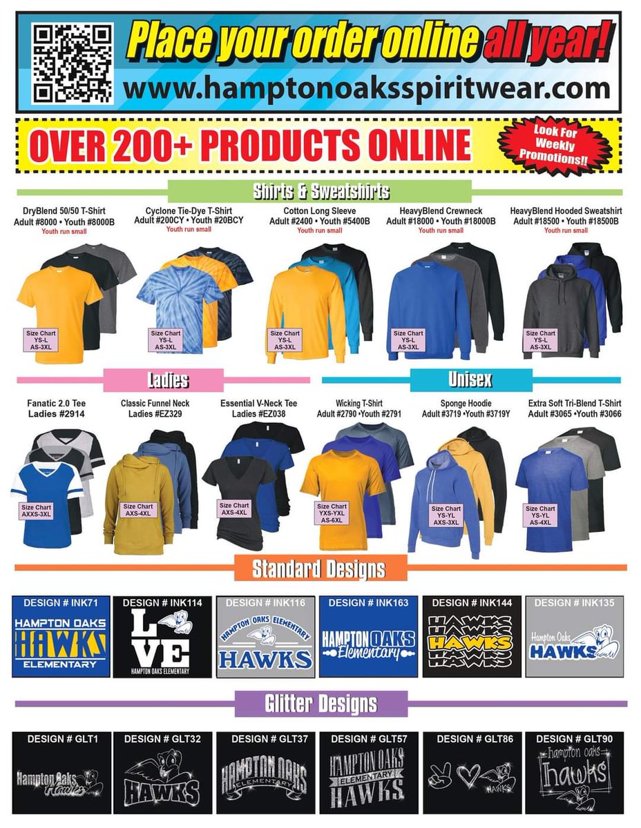 PtoHampton's tweet image. Get your Spirit Wear TODAY! Check out our School's Online Store! Flat rate shipping! ($4.95 shipping on all orders all year) Many items and designs. Shipped to home. Watch for weekly promotions. Store open until May 31, 2024 @HamptonOaksElem hamptonoaksspiritwear.com