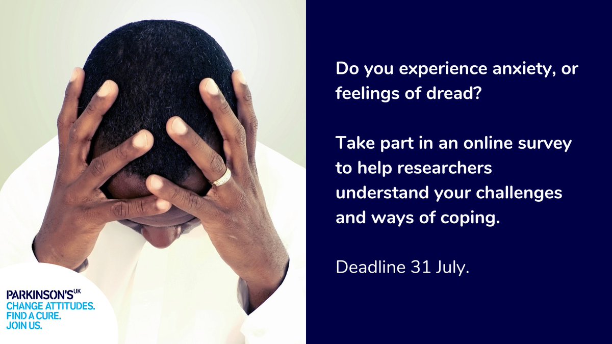 Do you experience anxiety as a symptom of Parkinson's? 

Researchers at <a href="/ucl/">UCL</a> need 22 people with #Parkinsons to fill in an online survey, to help them get a better idea of the challenges and how to overcome them.

More details on our Take Part Hub 👉 prksn.uk/478HMmA