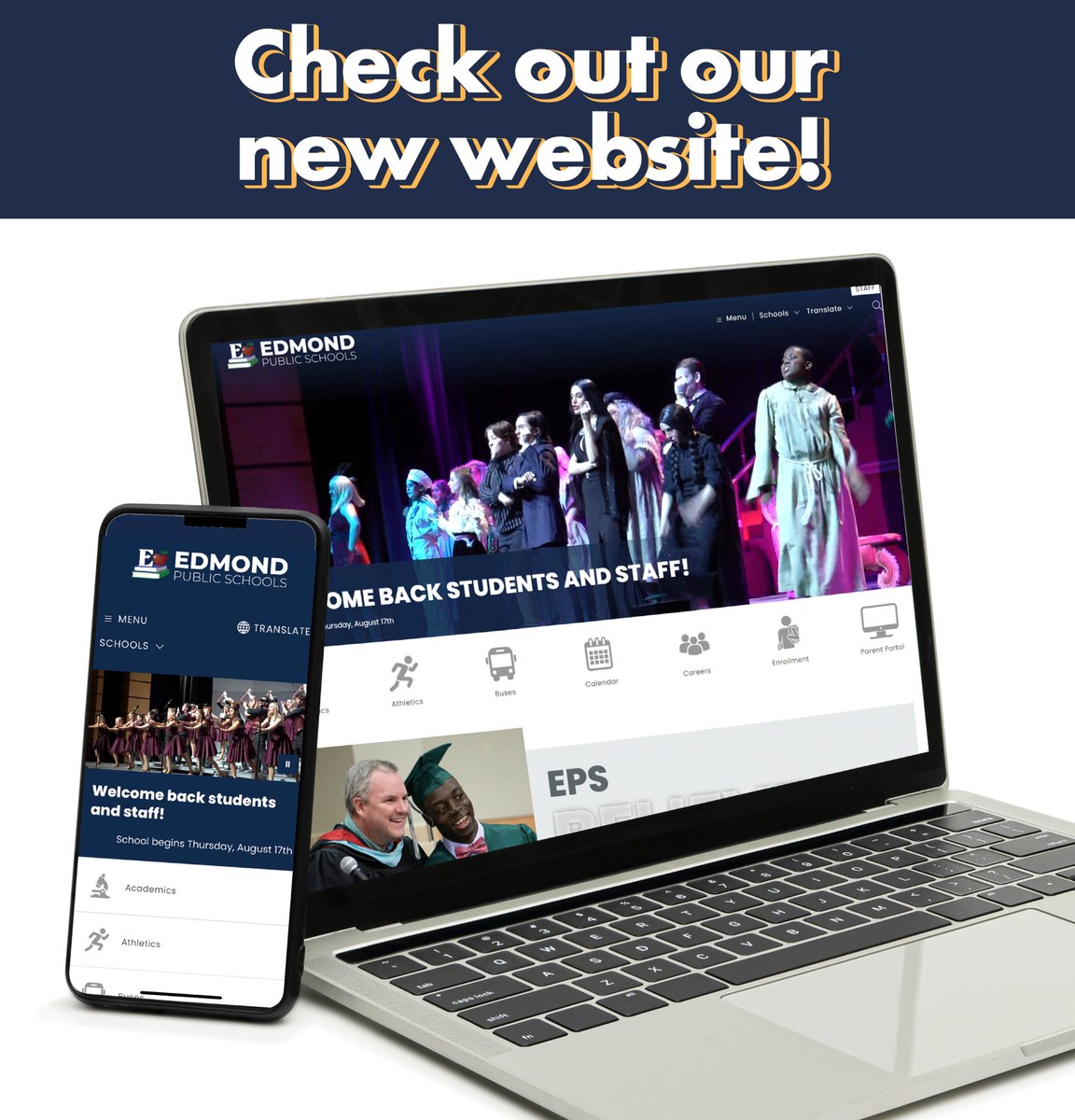 📱IT'S LIVE! We recently rolled out new websites! Check out the district site by visiting edmondschools.net. From there, you can navigate to each school site. 💻 #epsleads #edmondok